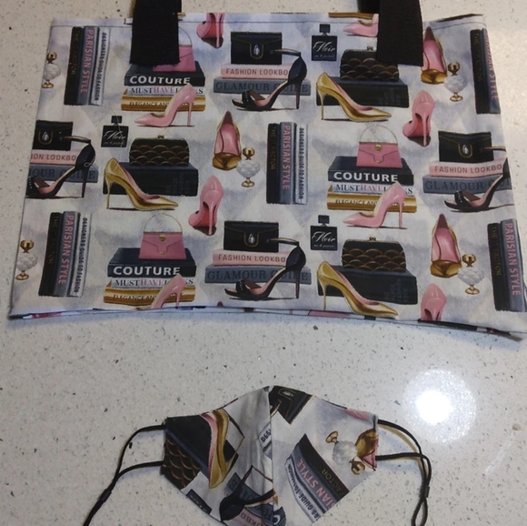 Stylish Vintage Designer Handmade Healthy Tote Bag with Matching Face Mask - Picture 1 of 1